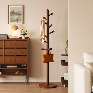 实木衣帽架家用落地卧室挂衣架简易置衣架不占空间室内入户挂包架