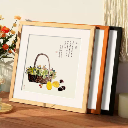 实木画框装裱相框挂墙38国画字画书法十字绣空框正方形50定制框架