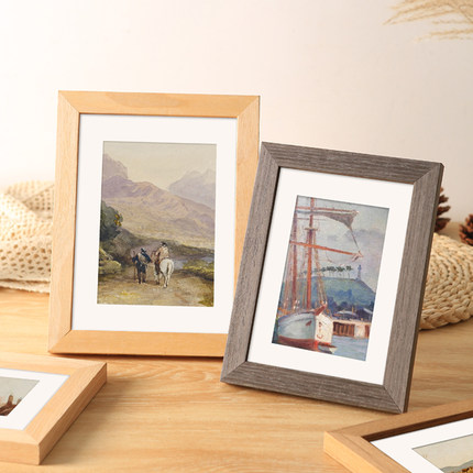 实木相框摆台画框挂墙洗照片做成小框架6寸7明信片装裱框桌面摆件