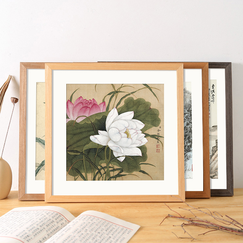 实木画框装裱正方形相框挂墙38字画33国画50钻石画十字绣书法框架