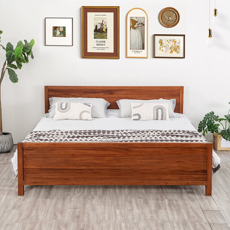 宅家上海工厂直销双人床全柚木
