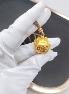 招财猫吊坠挂绳不掉色可爱猫咪新中式男女手工编织挂脖编织绳项链