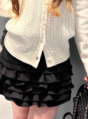 【千层小蛋糕】呢料层层花边半身裙女显瘦千金感短裙