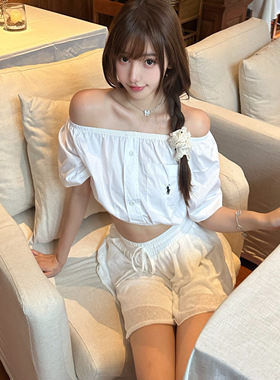 BlurIntoU【中古R@lph套组】clean老钱白女一字领衬衫上衣长裤