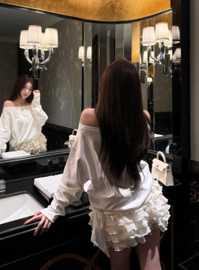 BlurIntoU【柔纱花笺】重工芭蕾多裁片层叠荷叶边蛋糕半身短裙女