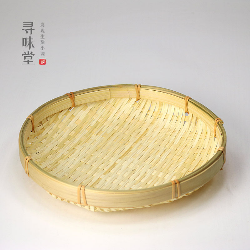 小竹盘茶点盘｜创意手工竹编筐水果盘迷你簸箕茶道茶具配件零售盘
