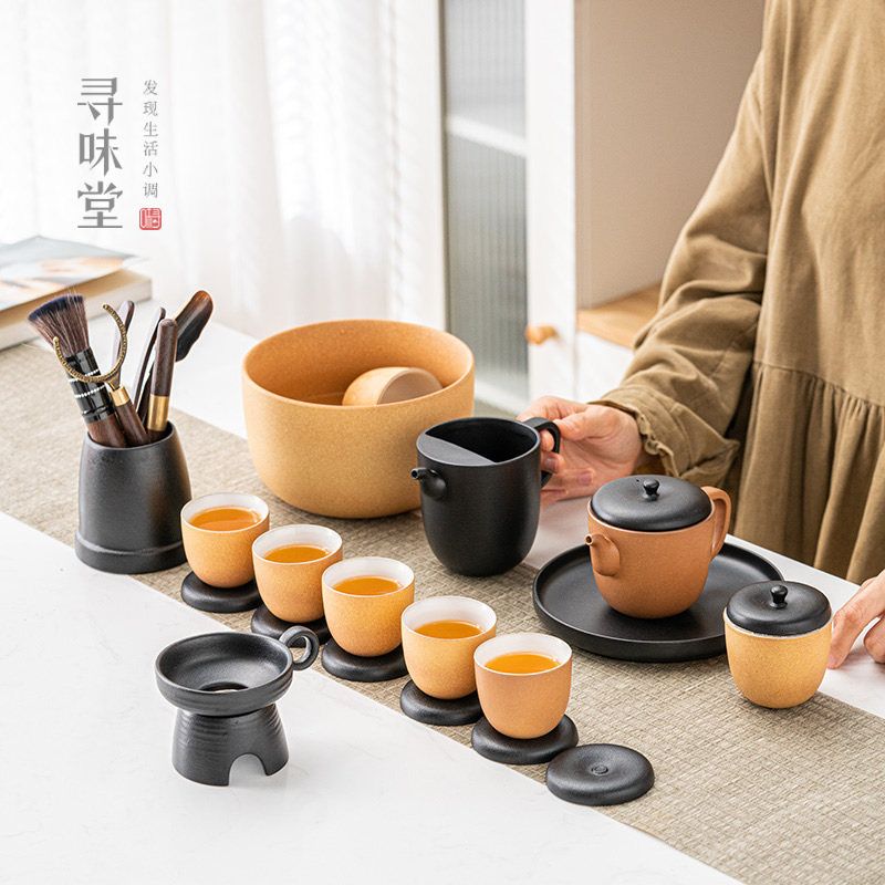 乐在其中大礼盒套装｜雅致陶器复古中式粗陶整套家用功夫茶具全套