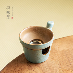 雅致陶器茶漏茶滤｜复古粗陶茶渣过滤器中式 家用陶瓷功夫茶具配件