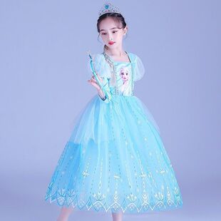 可爱仙女生日礼服连衣裙 冰雪奇缘爱莎公主裙女童长袖 春季 2022新款