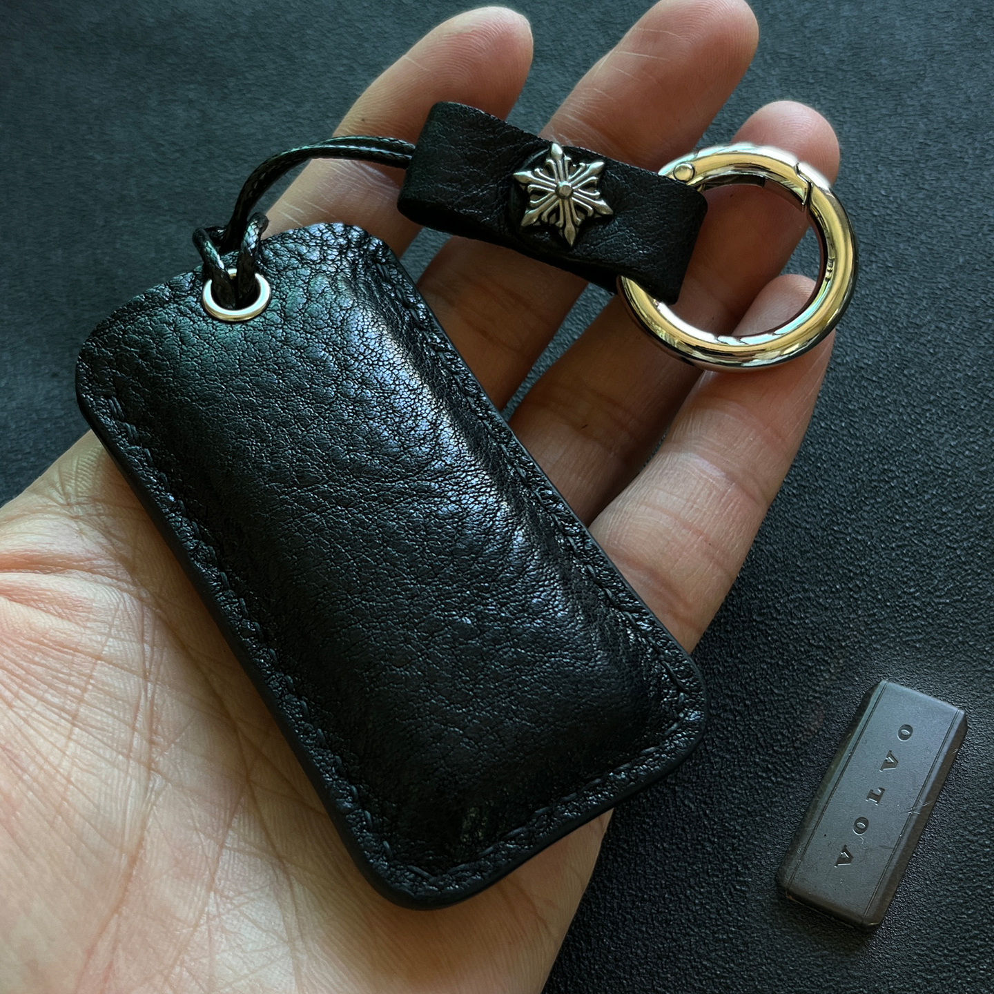 适用沃尔沃蓝牙小钥匙套皮套真皮