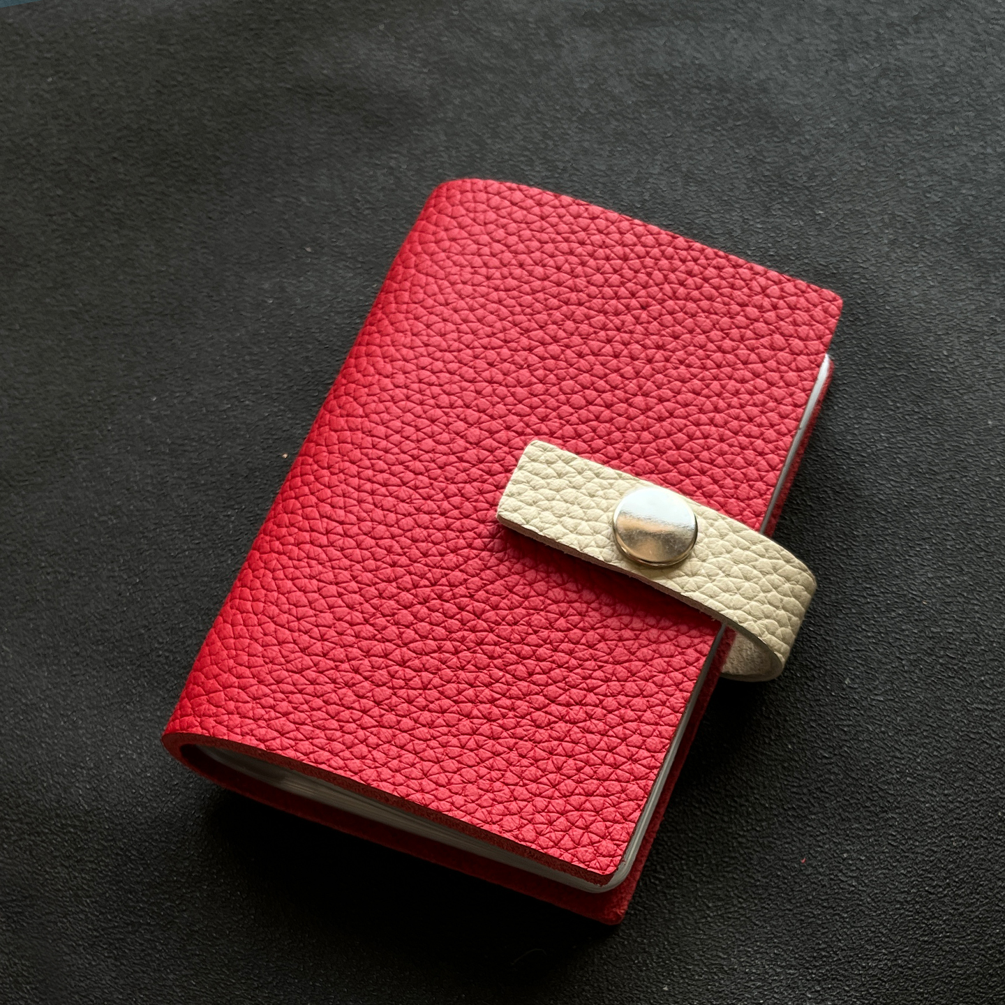 红色真皮大容量卡包多卡位名片包