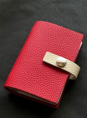 红色真皮大容量卡包卡套多卡位男士防消磁女式名片卡夹头层牛皮