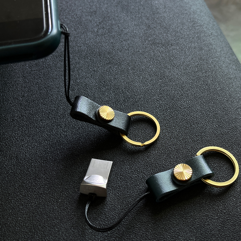 手机链挂饰真皮黄铜挂绳