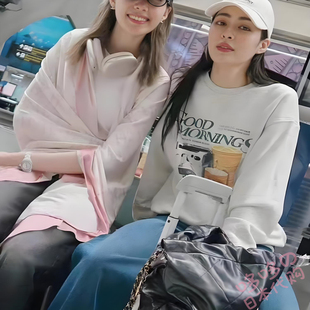 日本代购我们的秘密Lingorm邝玲玲同款印花毛圈纯棉女士圆领卫衣