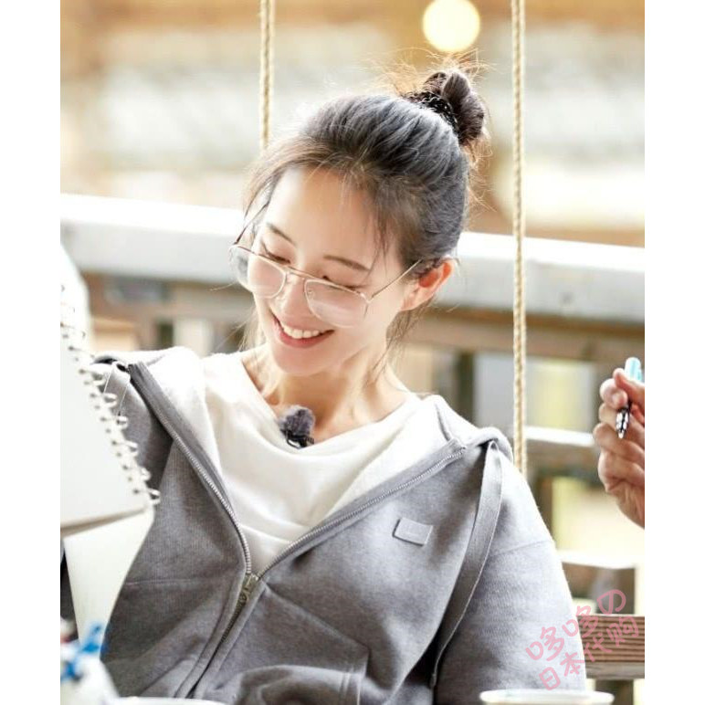 日本代购张钧甯明星同款连帽卫衣女宽松拉链秋冬新款开衫灰色外套