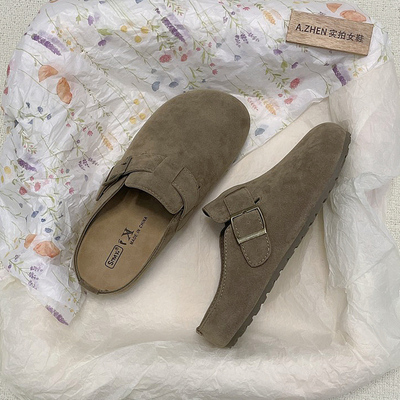 软底勃肯鞋女款一脚蹬包头半拖鞋