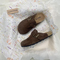 Casual Burken shoes for women, grey with buckles and soft soles, a perfect match for the lazy. One step on the soft-soled flip-top, half slipper for commuting, flat bottom thumbnail 4