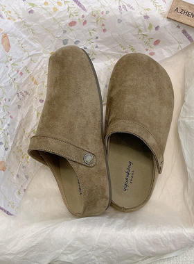 内增高勃肯鞋女两穿超火包头半拖鞋女新款小众圆头增高懒人上班