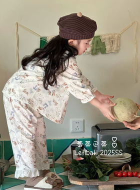 蕾蒂巴蒂新款春夏家居服套装花边女宝婴童韩版家居服（清仓特价）