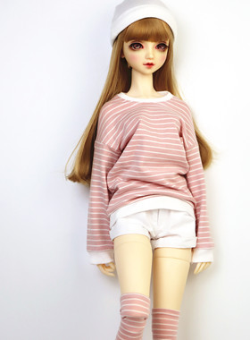 bjd衣服 3分4分6分 叔叔  条纹卫衣 腿套 螺纹帽