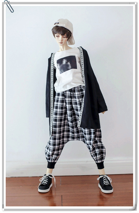 BJD娃衣SD17男叔格子哈伦裤特价