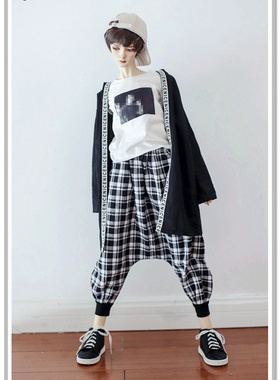 BJD娃衣叔格子哈伦裤SD17男衣服哈伦裤嘻哈风特价