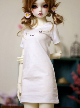 BJD娃衣3分4分6分长款T恤，卡通萌表情T恤