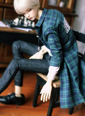 BJD娃娃SD娃娃衣服SD17男&普叔格子衬衫长款印花宽松百搭款