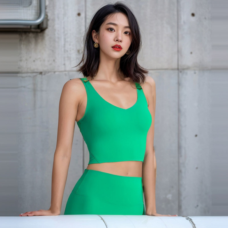 运动背心女外穿带胸垫收副乳健身文胸防震防下垂速干瑜伽内衣美背