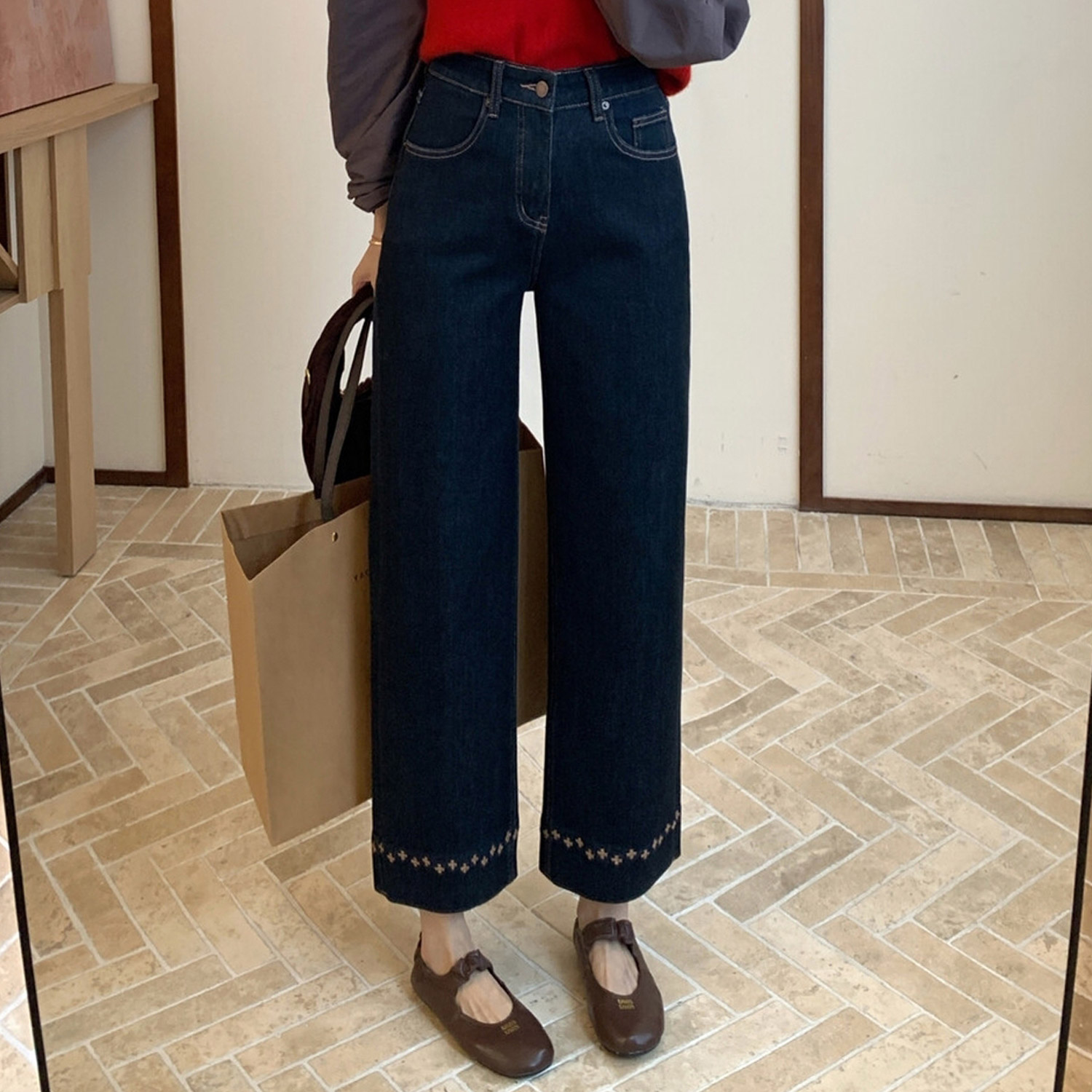 2025年秋季新款阔腿牛仔裤女