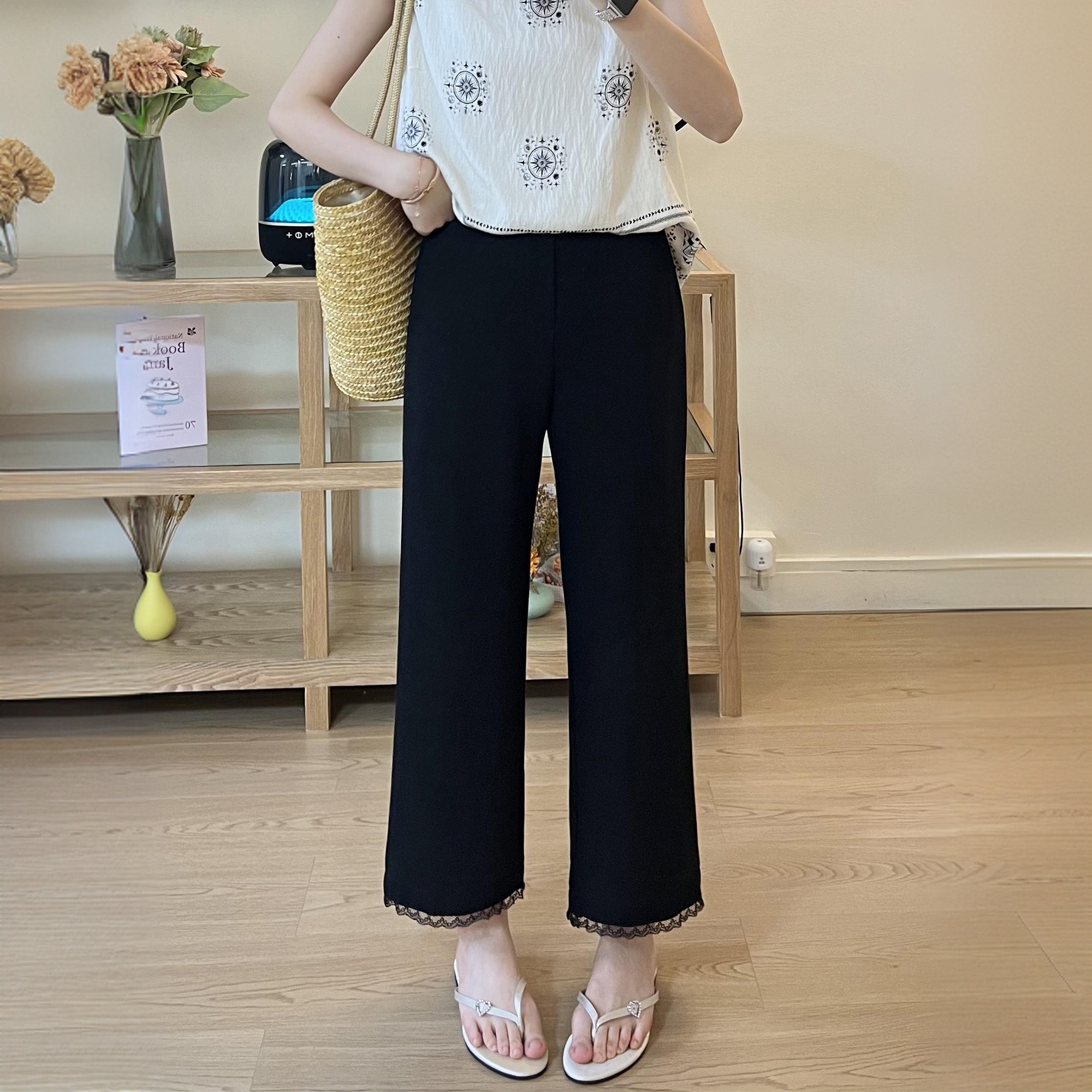 蕾丝边夏季薄款凉凉裤女