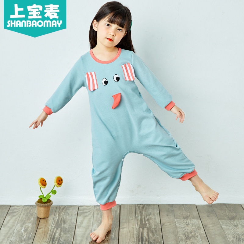 上宝麦秋冬季儿童连体睡衣棉加厚男女童宝宝睡衣保暖动物连体衣