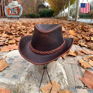 美国DALLAS西部牛仔帽牛皮男女款澳洲骑马帽子西式野骑帽