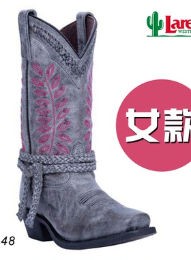 美国正品Laredo女仔西部牛仔靴女款式骑马马靴中筒靴子西部巨人