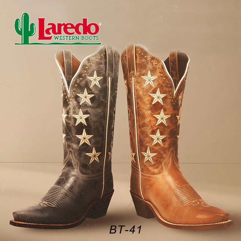 美国进口Laredo西部牛仔靴美式骑马马靴中筒中腰靴子皮底