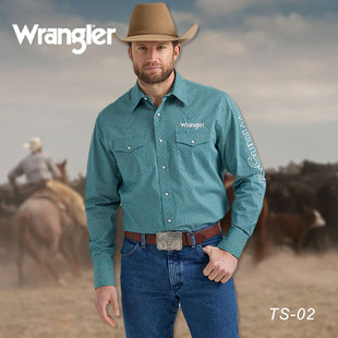 美国Wrangler进口牛仔竞技服纯棉牛仔衬衫西部牛仔衬衫