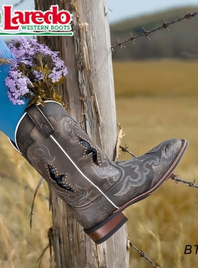 美国正品Laredo西部牛仔靴 美式中筒靴骑马马靴子橡胶底