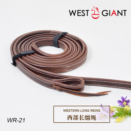 纯牛皮原皮油性西部双缰西部马鞍配件缰绳长缰绳马具