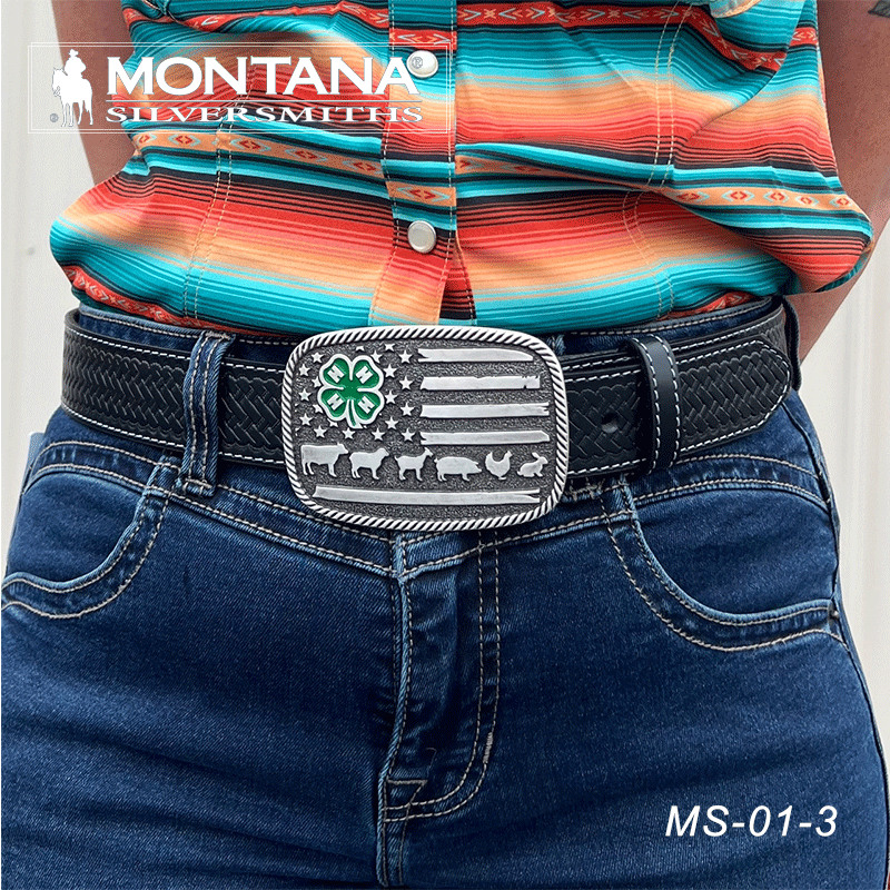 美国进口Montana蒙大拿西部腰带扣牛仔皮带巴扣四叶草腰带扣