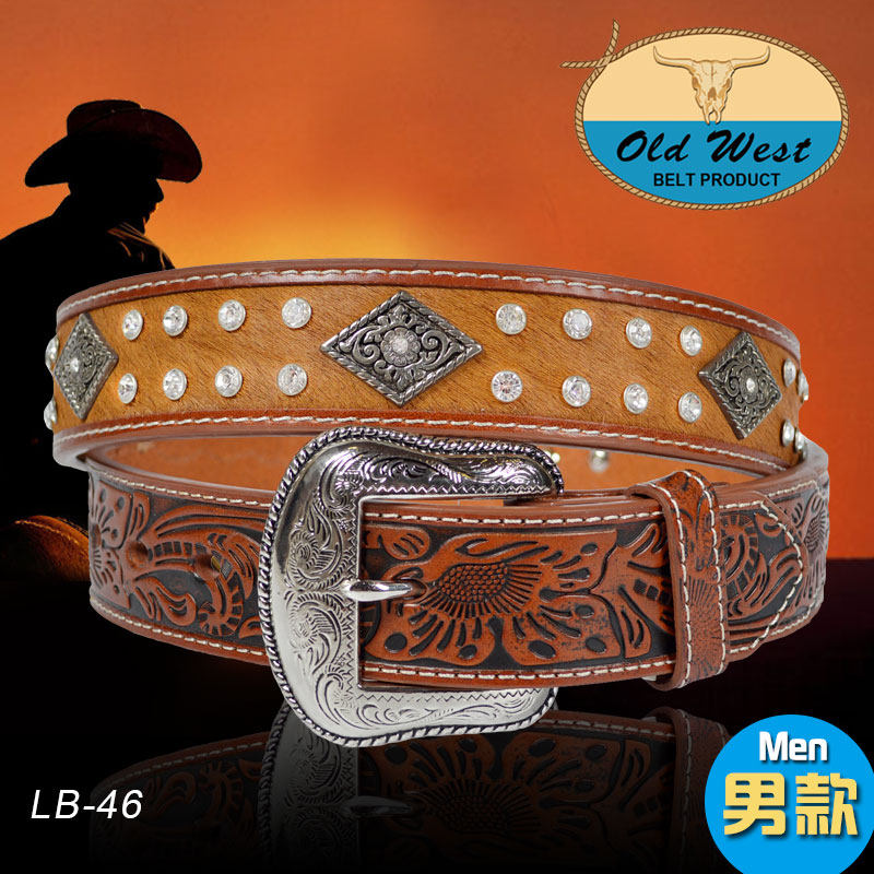 美国进口old west骑马马术西式腰带 男款牛仔皮带 马具