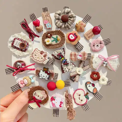 汗毛夹儿童婴幼儿头饰不伤奶咖色可爱发夹发卡全包布宝宝婴儿女童