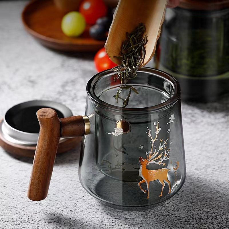 茶水分离耐热玻璃中式茶杯泡茶杯