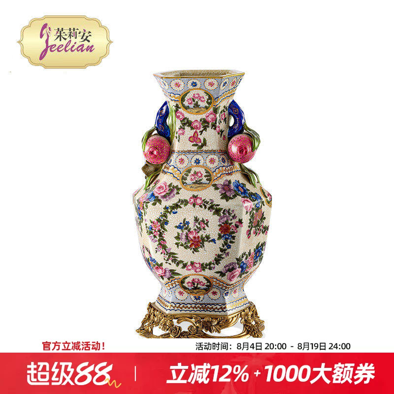 法式艺术彩绘陶瓷花器摆件