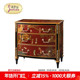 茱莉安法式 复古红楼梦系列门厅柜美式 别墅复古红色彩绘人物玄关柜
