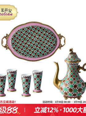 法式手绘茶壶茶杯桌面装饰摆件