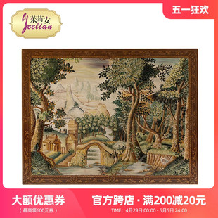 茱莉安法式 画 饰壁画手绘植物风景玄关木版 奢华高端别墅大宅客厅装