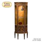 茱莉安欧式 高端复古做旧手绘桦木半圆形绘画描金单门酒柜展示柜