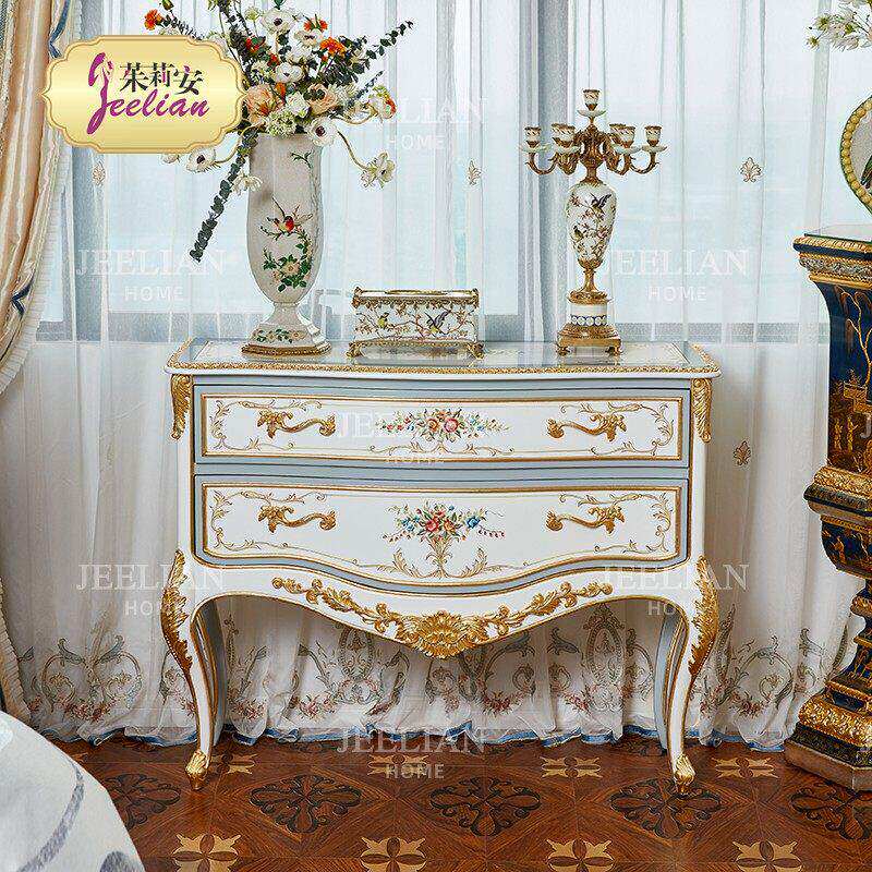 茱莉安法式现货奢华手绘贴金箔门厅玄关柜欧式实木桦木家具储物柜