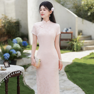 旗袍粉少女订婚绝美高端连衣裙2026年新款日常新中式蚀骨国风夏款
