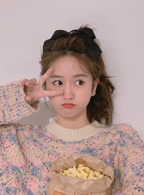 网红同款~显脸小可爱少女黑色大蝴蝶结发圈皮筋ins韩国发夹弹簧夹